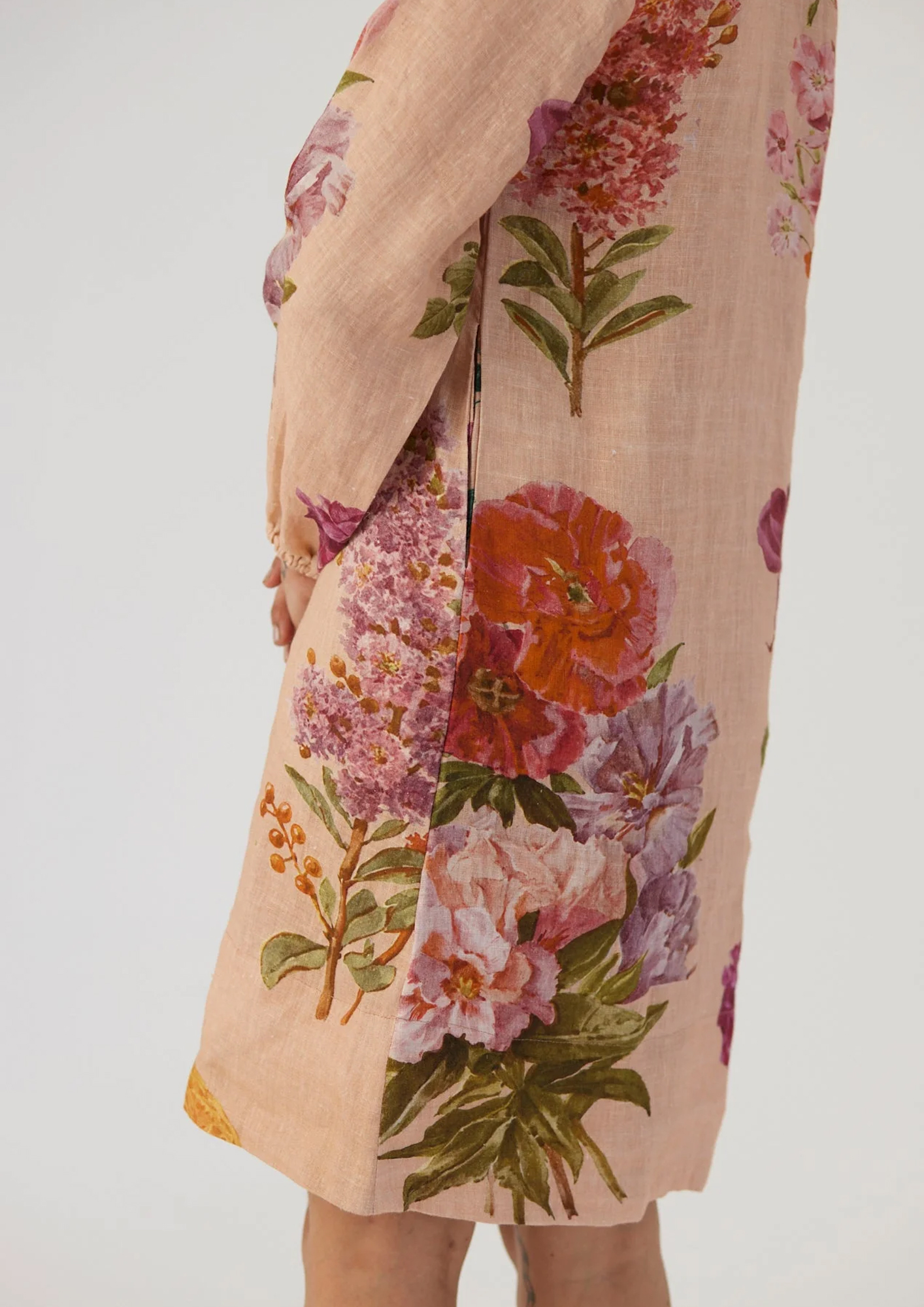 Detailed botanical print on the Vintage Garden Dress.